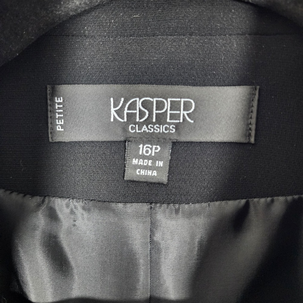 Kasper womens 2-piece black skirt suit size 16P business office - Picture 6 of 16